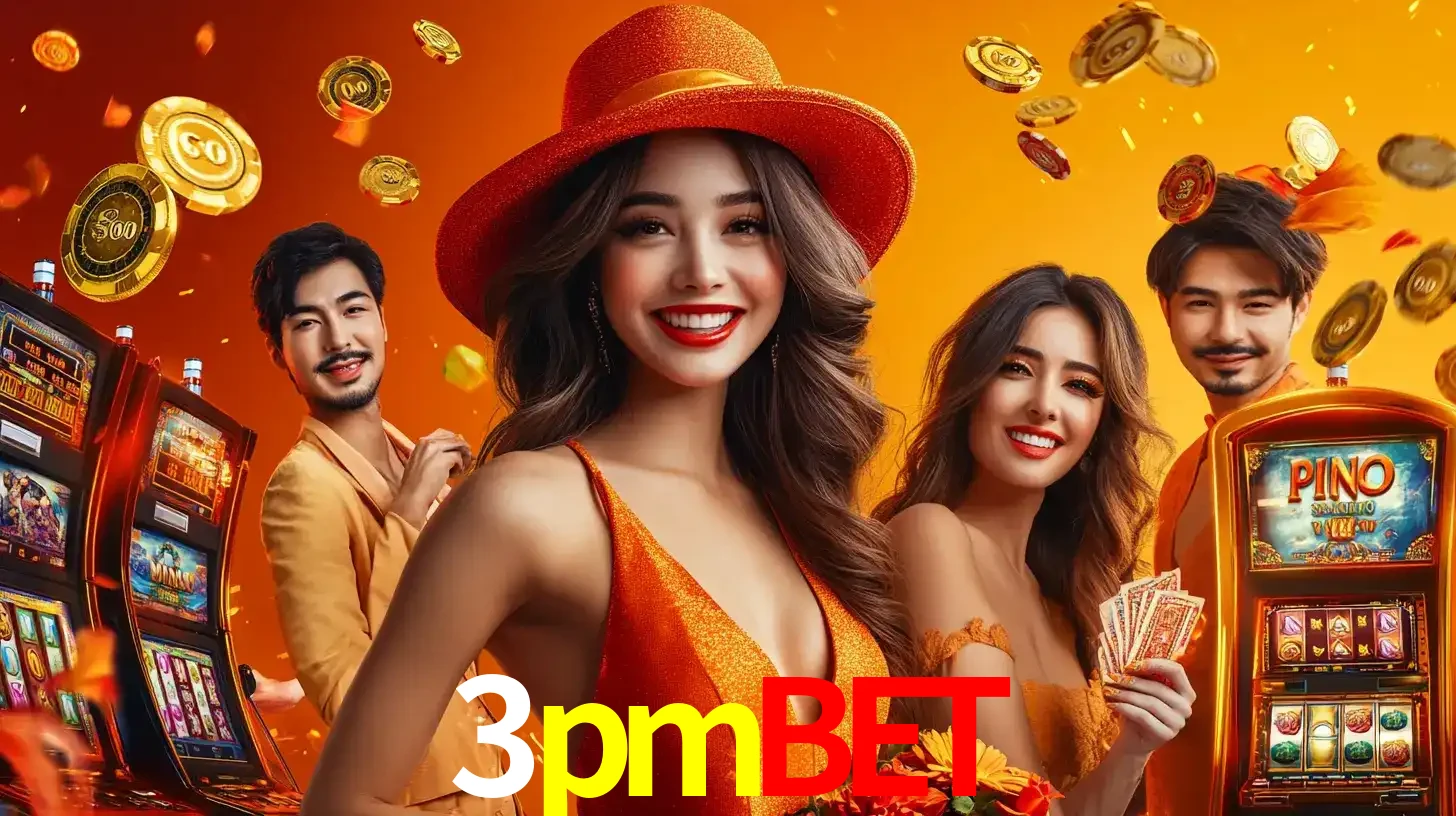 Grupo de amigos asiáticos sorrindo e se divertindo com máquinas de caça-níqueis em um ambiente festivo, celebrando suas vitórias nos jogos de cassino do 3pmbet.