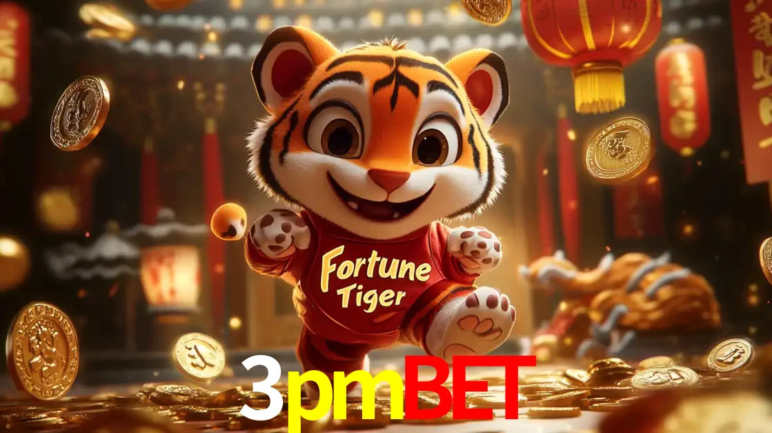 O alegre personagem do Fortune Tiger correndo sobre um caminho de moedas de ouro, simbolizando os grandes prêmios e a diversão do popular jogo de slot do 3pmbet.