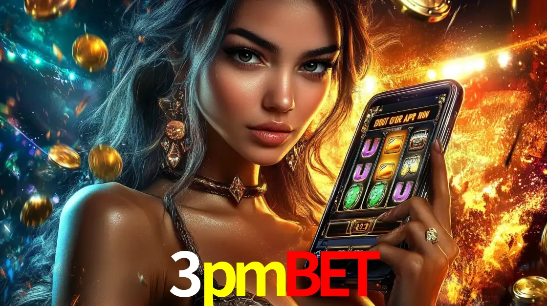 Mulher elegante mostrando um jogo de caça-níqueis em seu smartphone, destacando a experiência de cassino móvel oferecida pelo aplicativo 3pmbet.